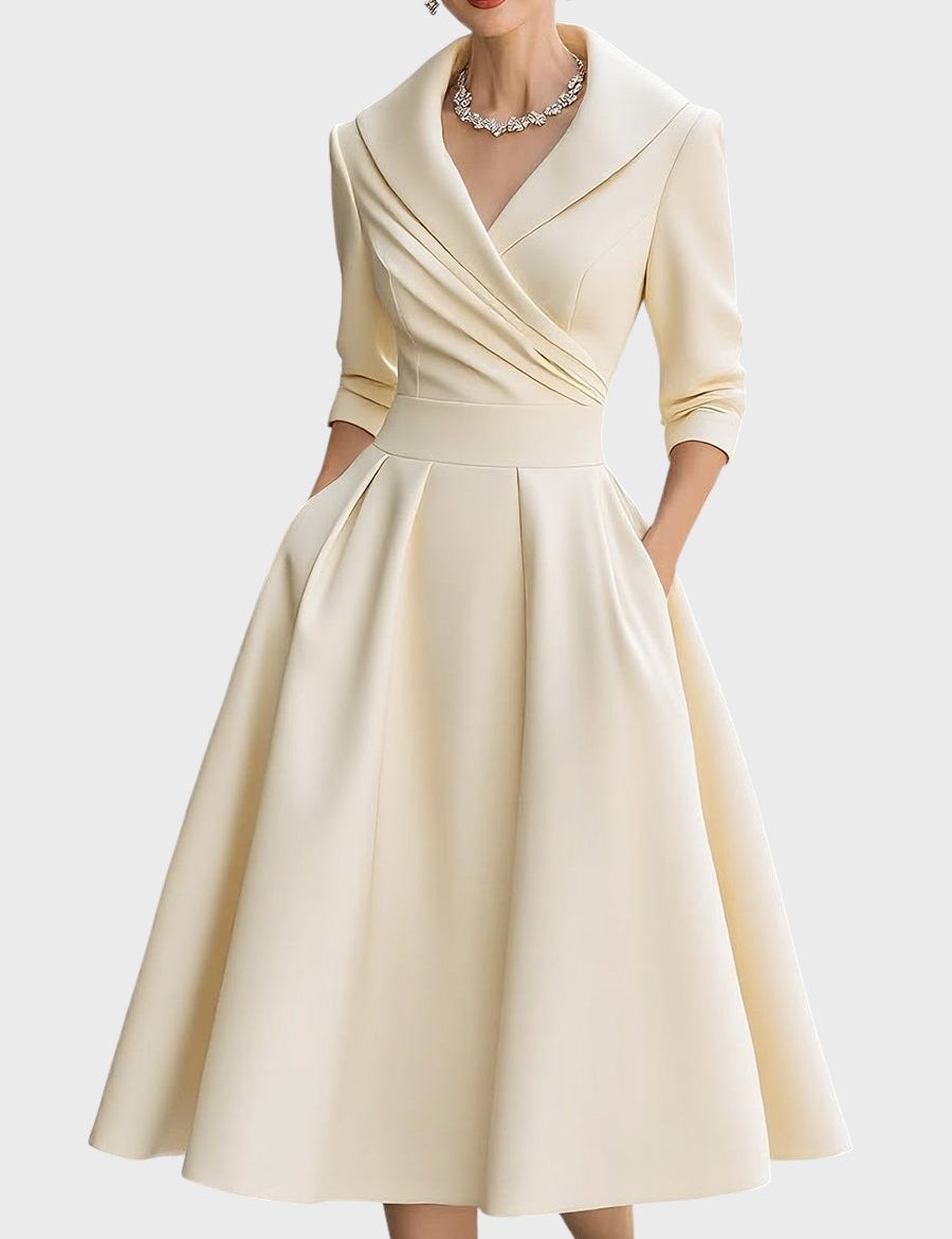 Tereza | Elegantní midi šaty s dlouhými rukávy