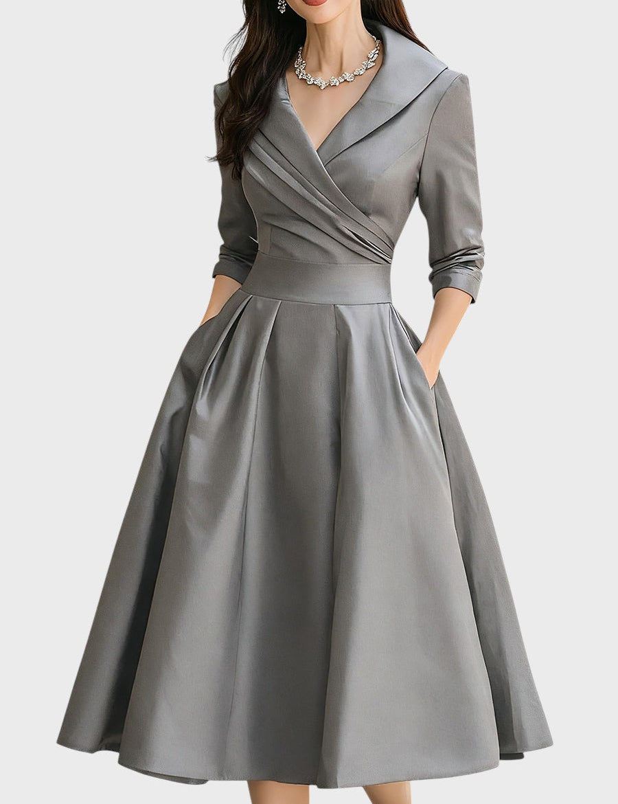 Tereza | Elegantní midi šaty s dlouhými rukávy
