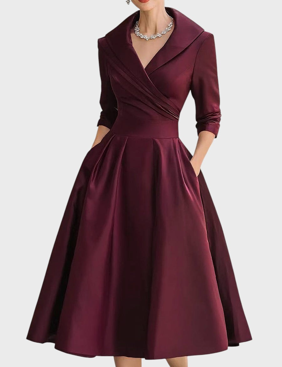 Tereza | Elegantní midi šaty s dlouhými rukávy
