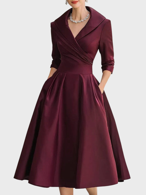 Tereza | Elegantní midi šaty s dlouhými rukávy