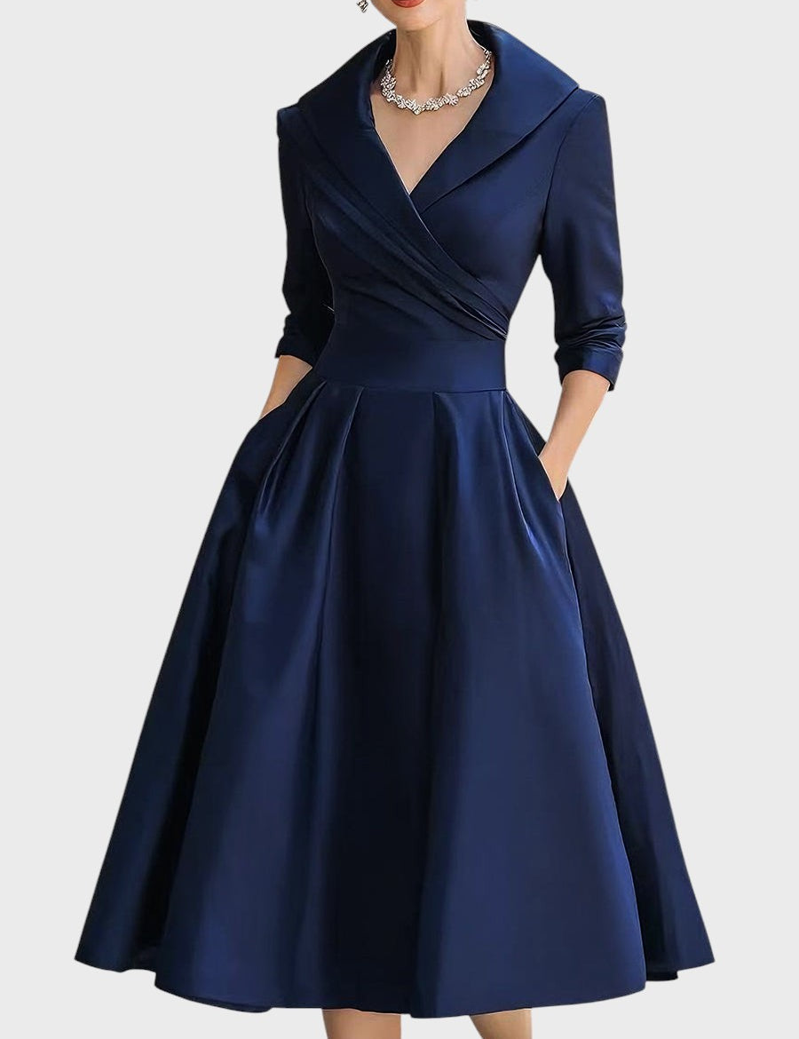 Tereza | Elegantní midi šaty s dlouhými rukávy