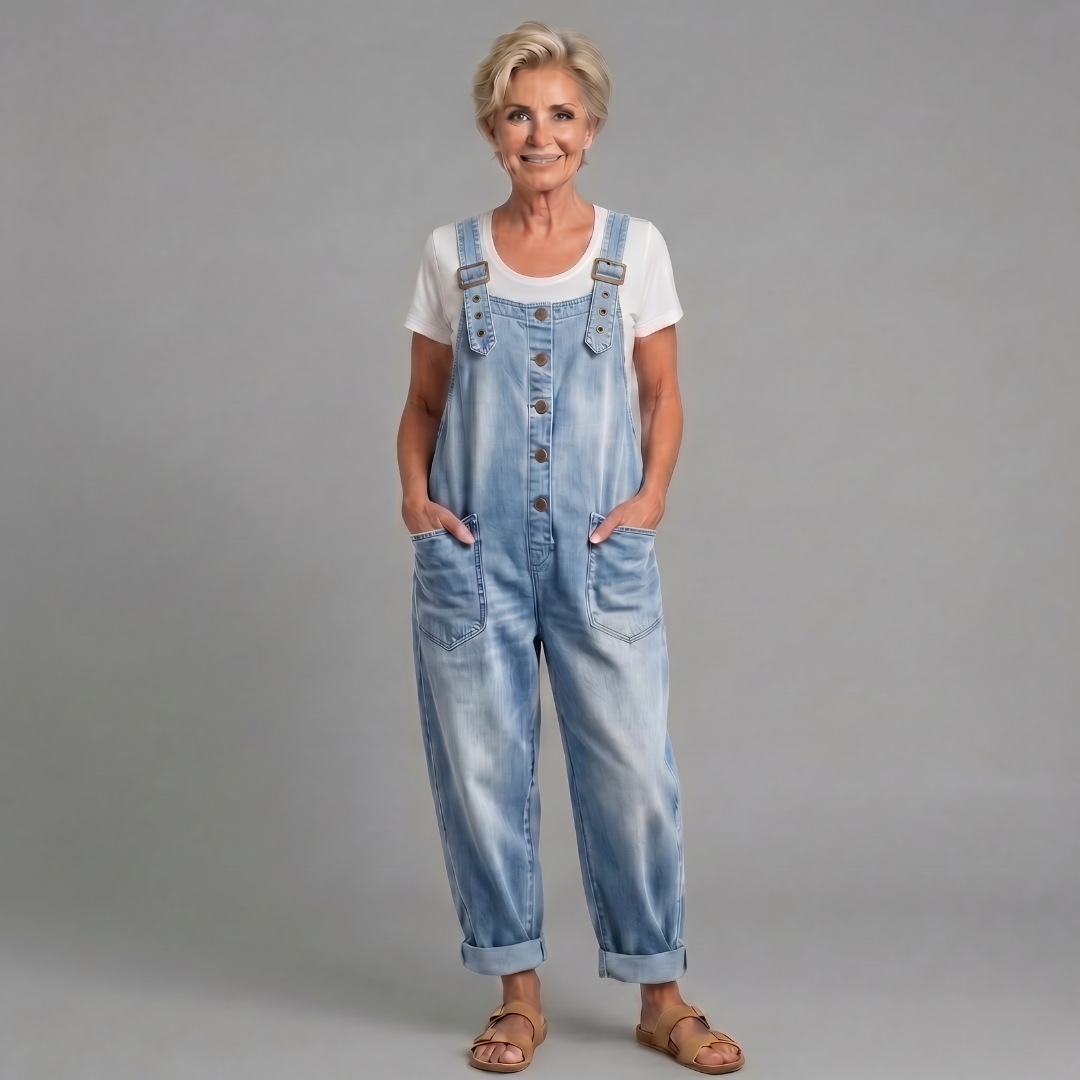 Sara - Vintage Pracovní Kalhoty z Washed Denim