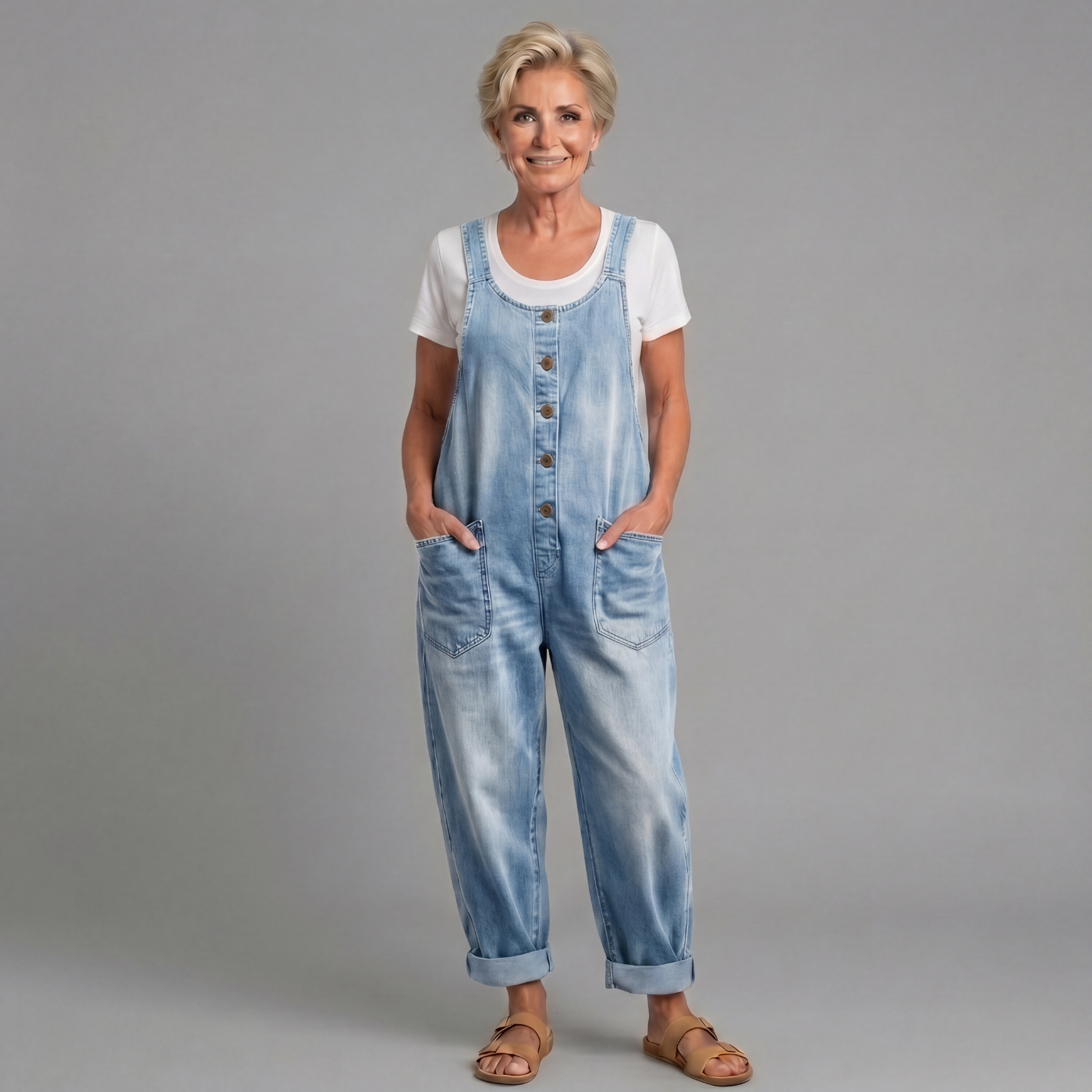 Sara - Vintage Pracovní Kalhoty z Washed Denim