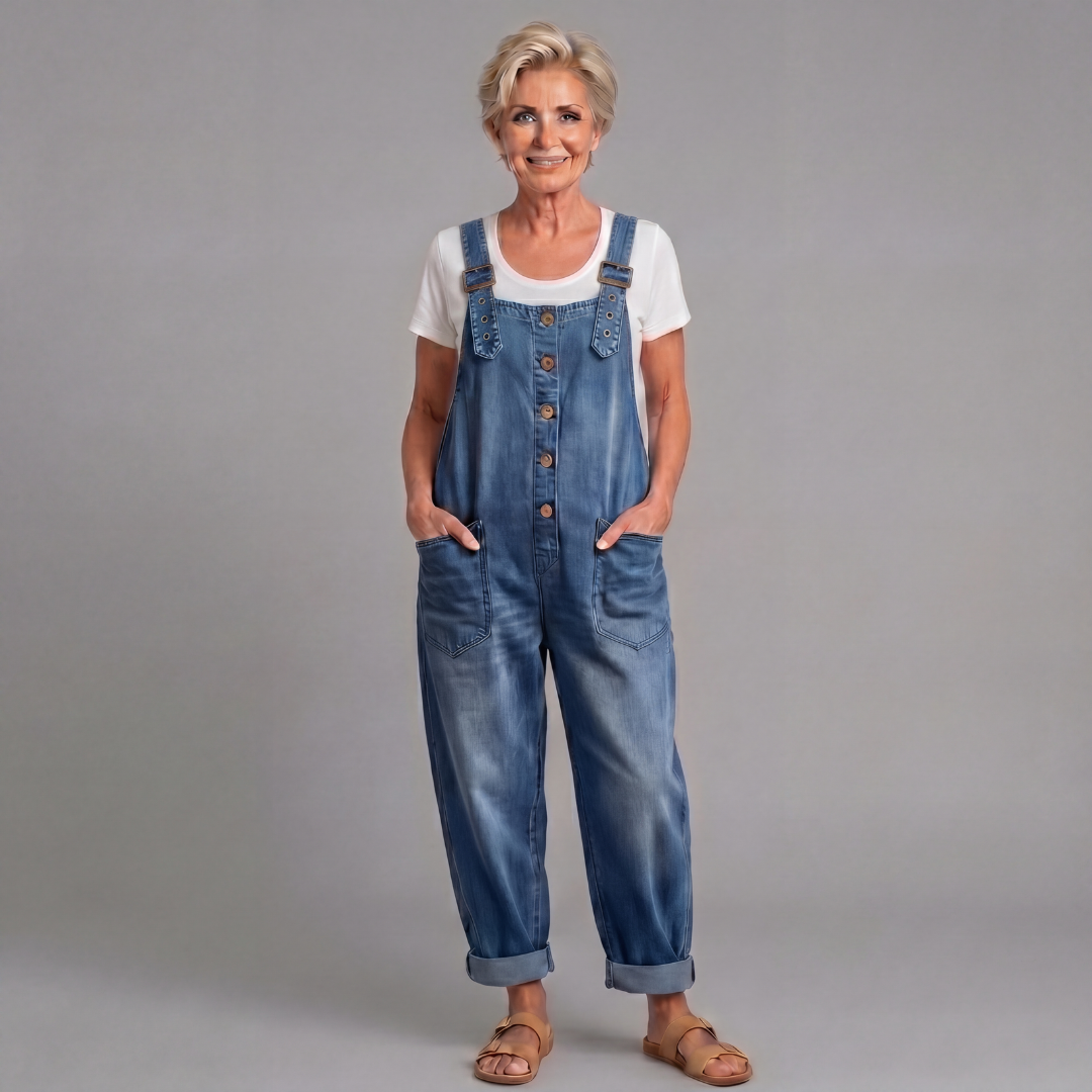 Sara - Vintage Pracovní Kalhoty z Washed Denim