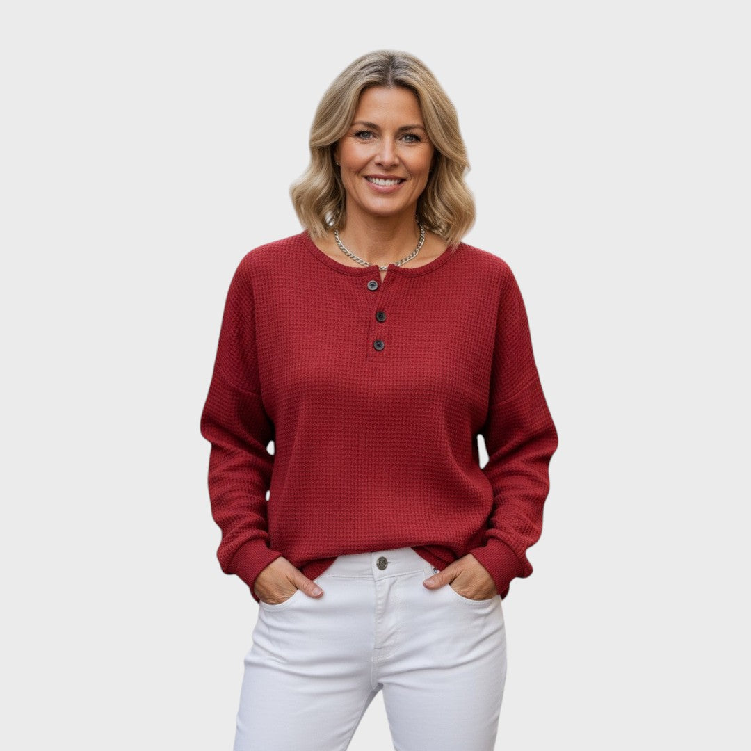 Helle | Vaflový úpletový svetr s knoflíky