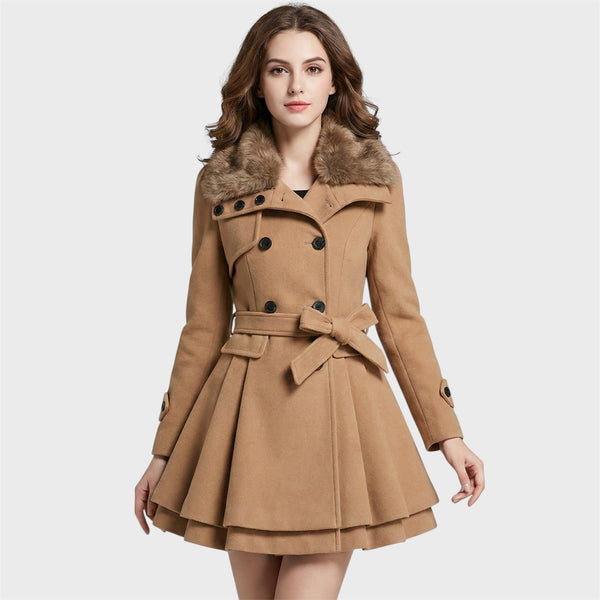 Emma - Elegantní kabát s límcem z umělé kožešiny