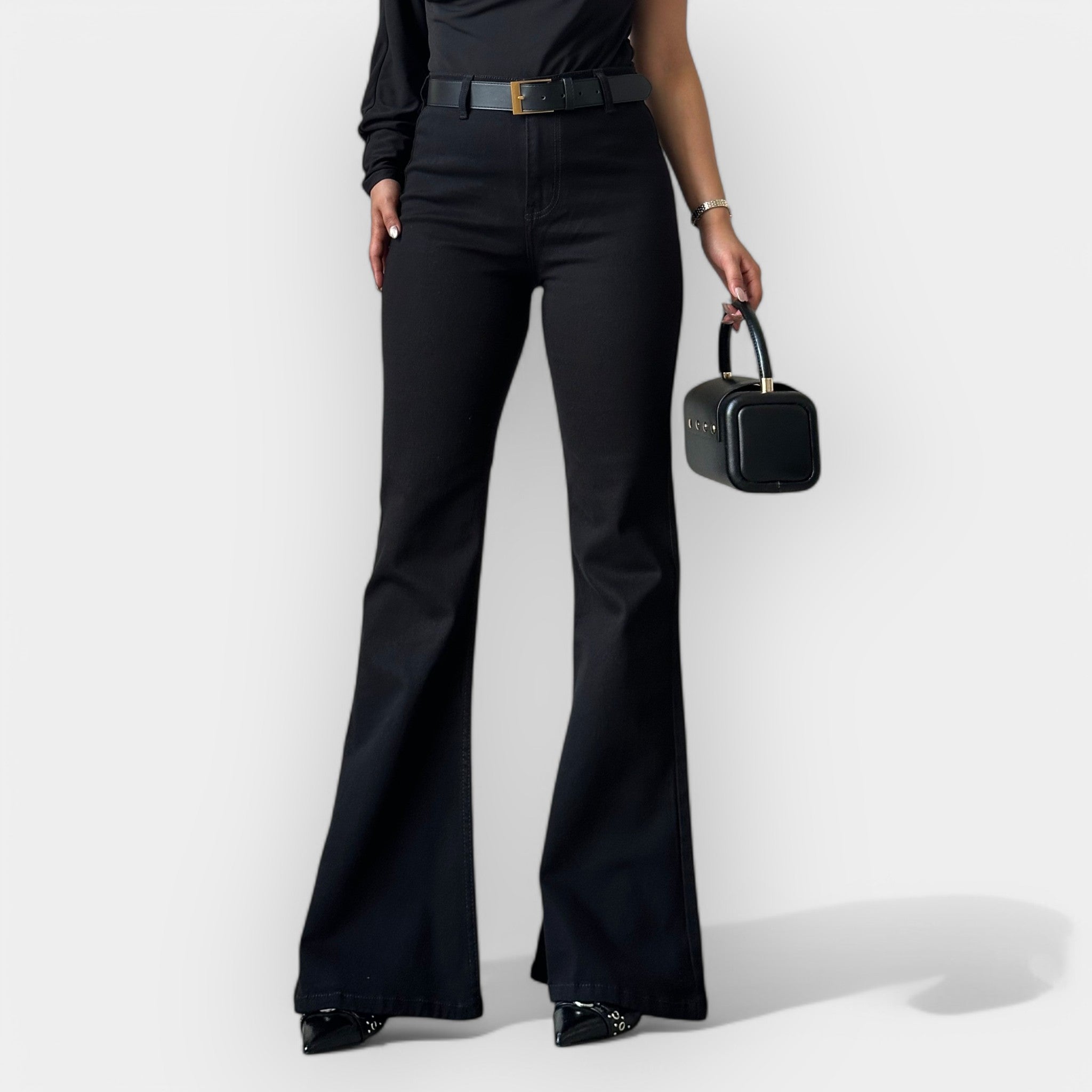 Adéla Elegant Denim Flare Velmi Vysoký Pas Evase