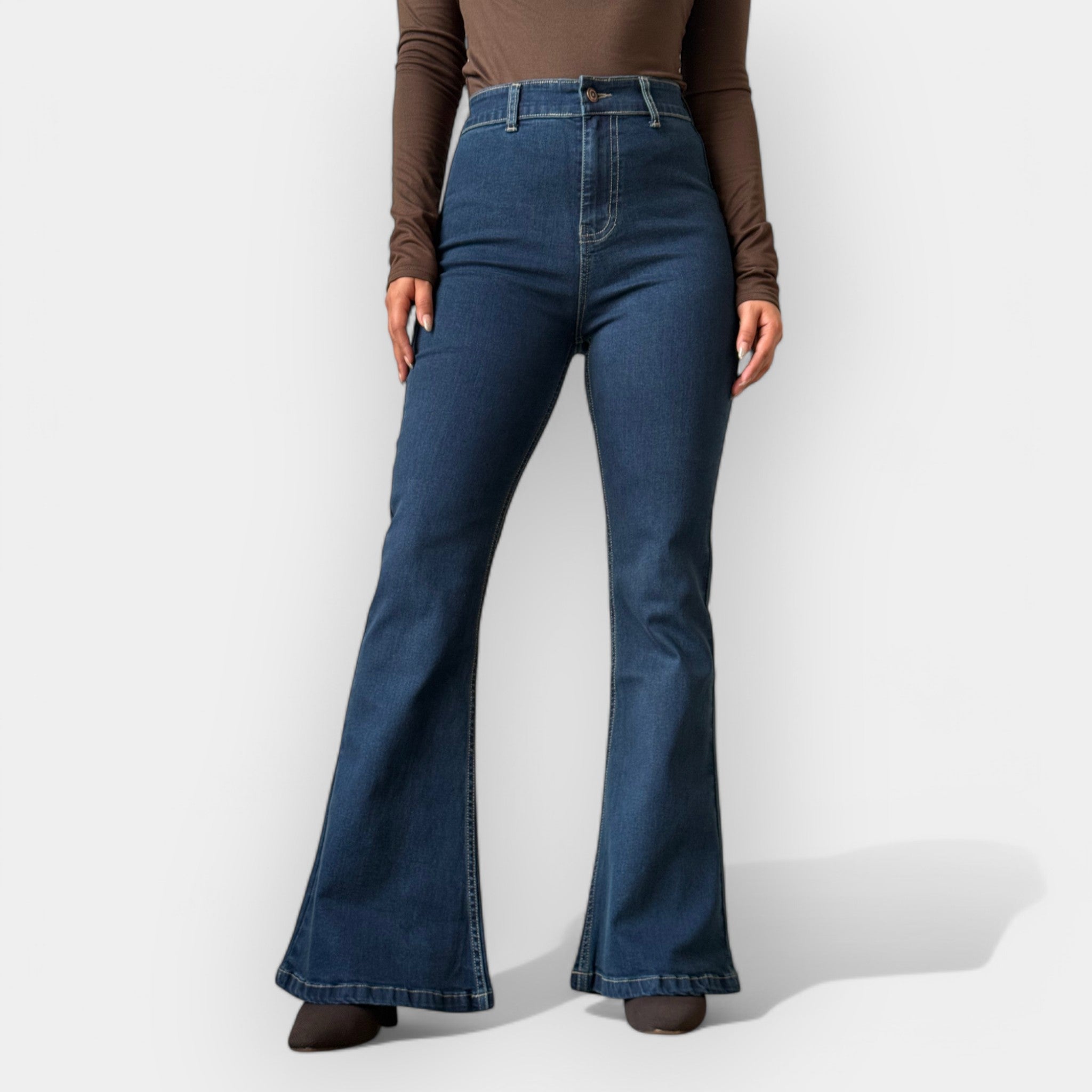 Adéla Elegant Denim Flare Velmi Vysoký Pas Evase