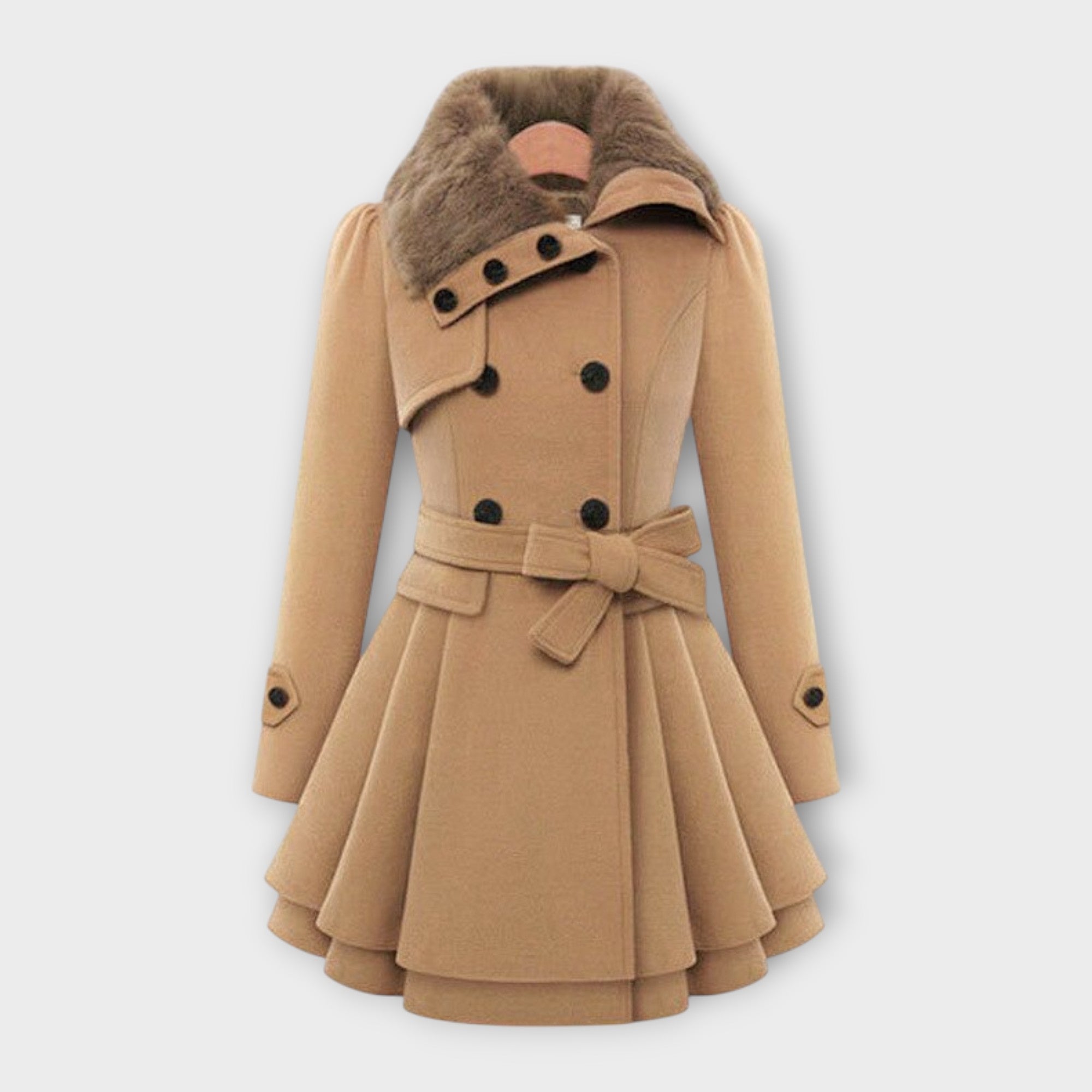 Emma - Elegantní kabát s límcem z umělé kožešiny