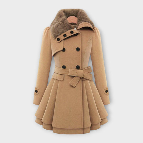 Emma - Elegantní kabát s límcem z umělé kožešiny