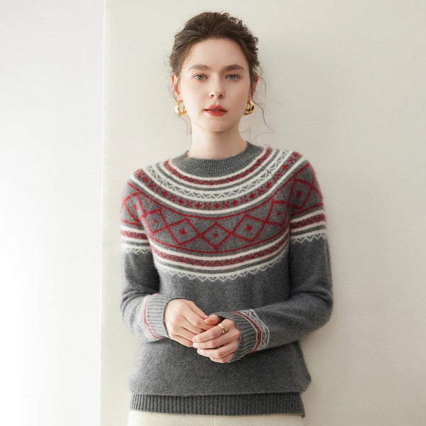 Norvale Alpinský Jacquard Kašmírový Pletený Svetřík