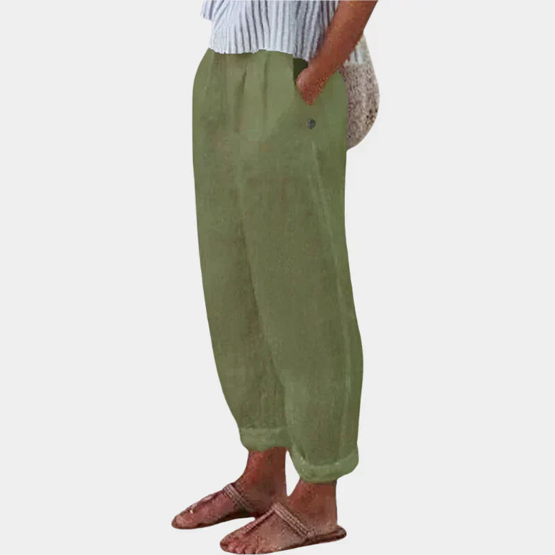 Elegantní lněné kalhoty Anna s kapsami Ultra-lehký komfort