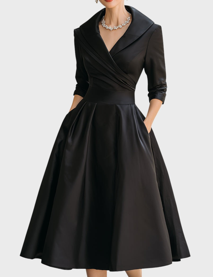Tereza | Elegantní midi šaty s dlouhými rukávy