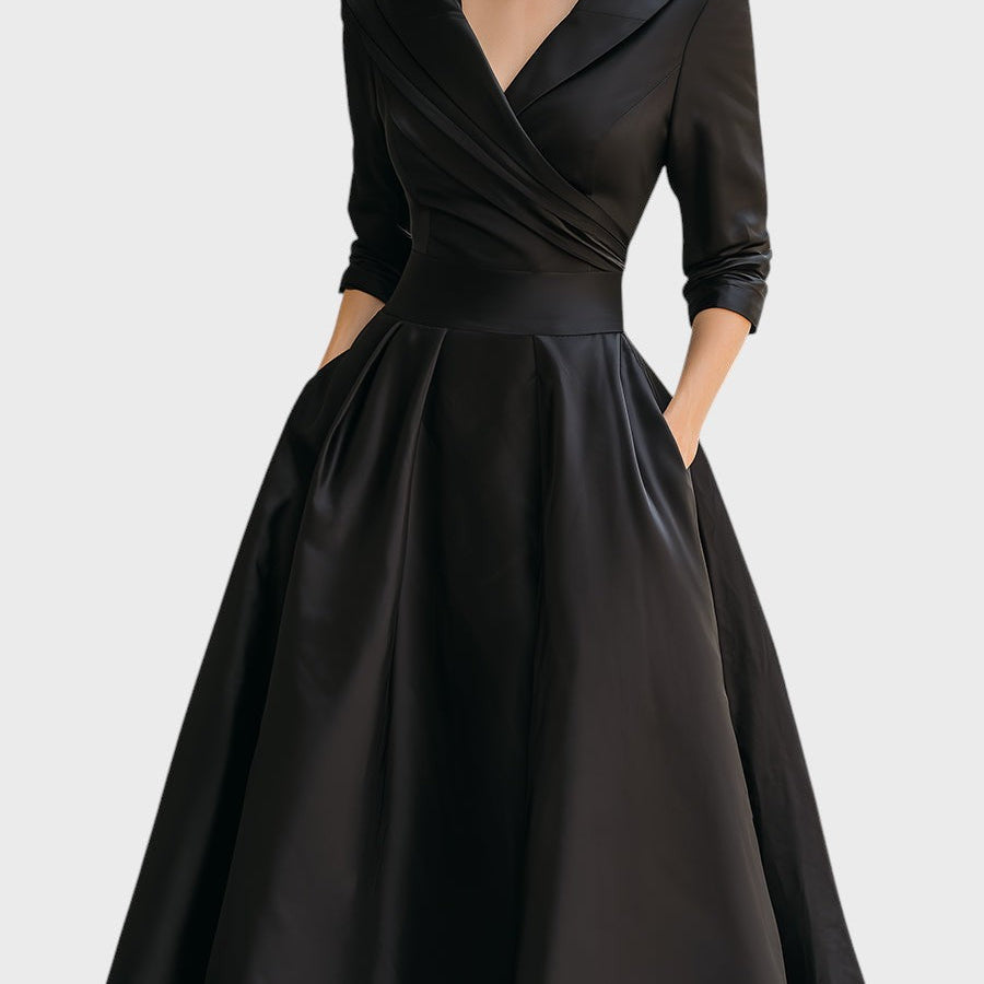 Tereza | Elegantní midi šaty s dlouhými rukávy