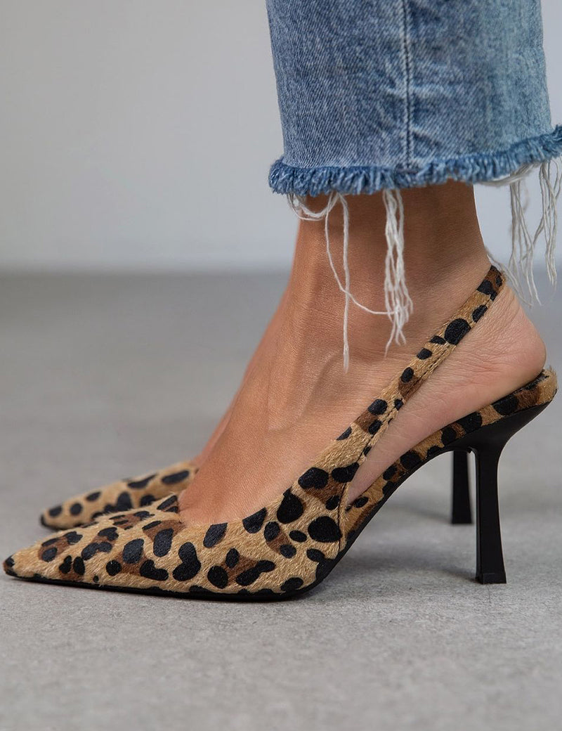 Liorina - Khaki lodičky s leopardím vzorem a špičatou špičkou