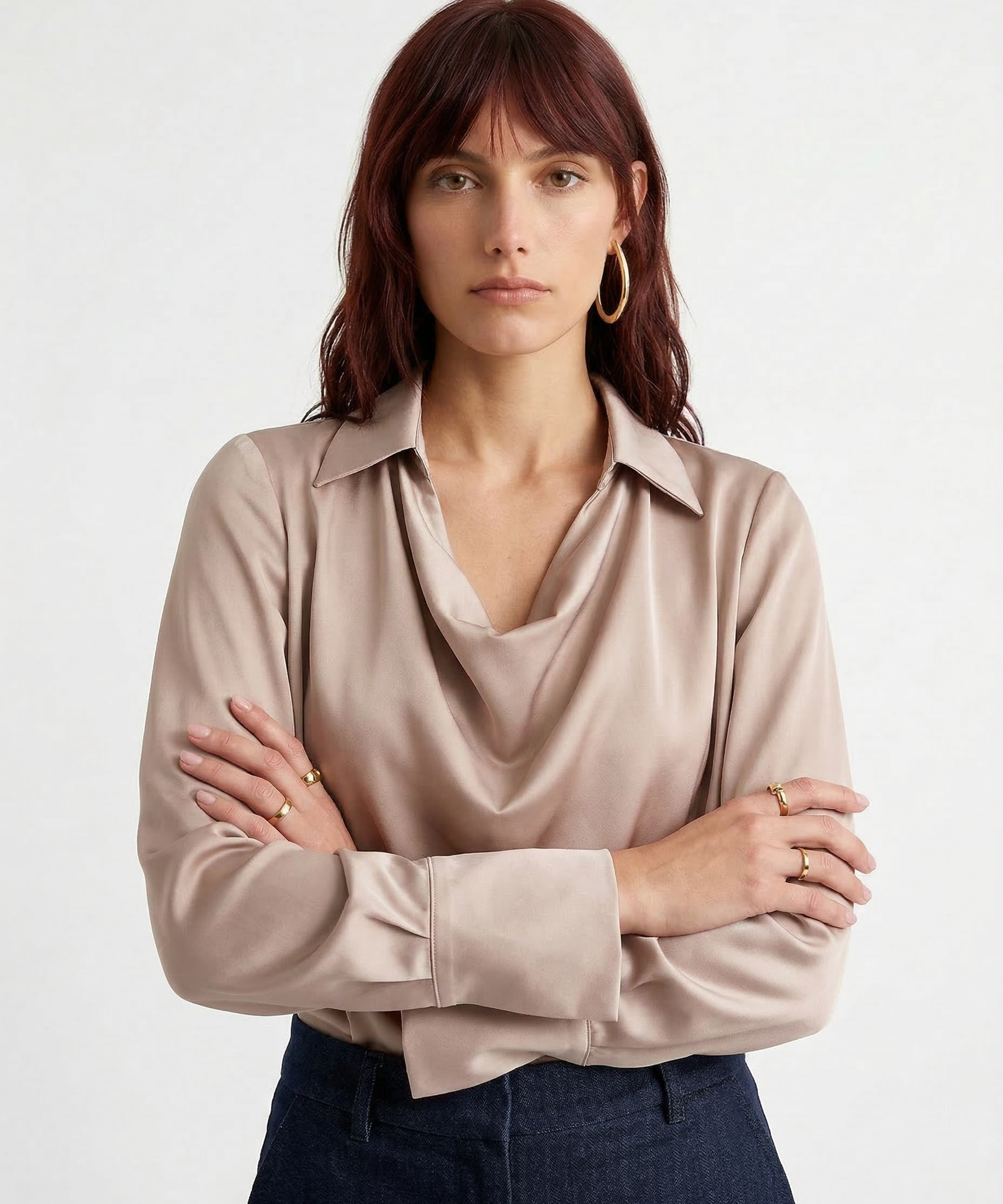 100% hedvábná košile s dlouhým rukávem