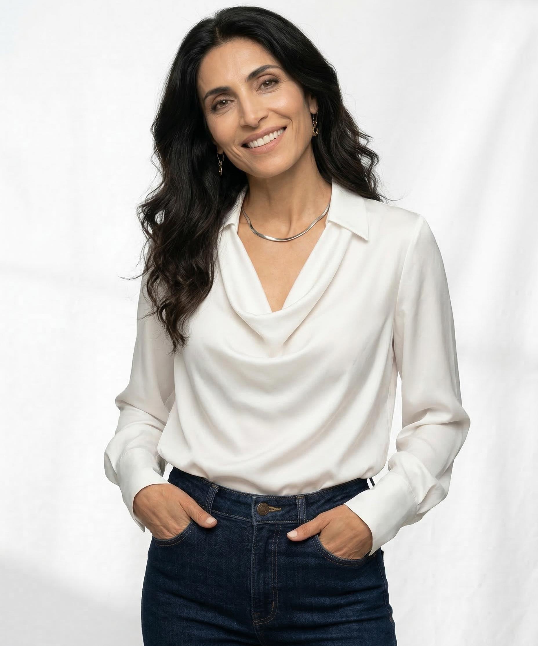 100% hedvábná košile s dlouhým rukávem